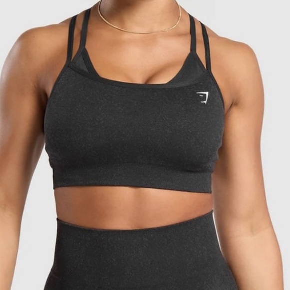 Gymshark Sz S Set Adapt Fleck Seamless Long sleeve and Sports Bra Brown Gym Crop - Picture 6 of 9